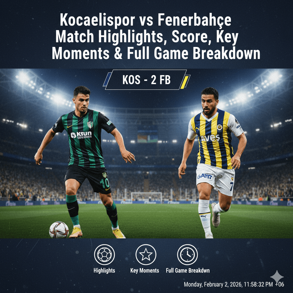 Kocaelispor vs Fenerbahçe Match Highlights, Score, Key Moments & Full Game Breakdown